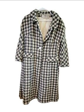 Vintage 60s 1960s Rich Schwartz Nashville Houndstooth Coat Jacket Medium 6 8
